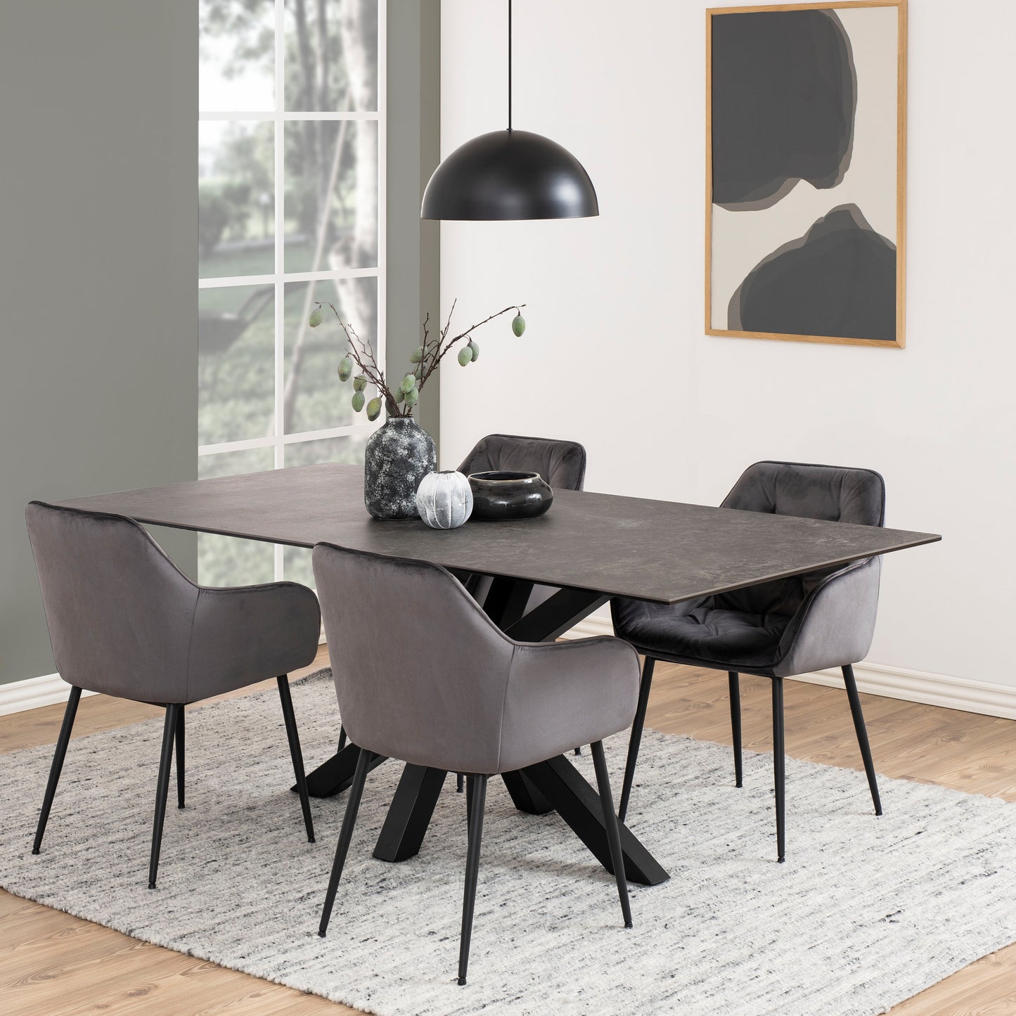 Heaven Dining Table with Ceramic Black Top 200x75.5cm