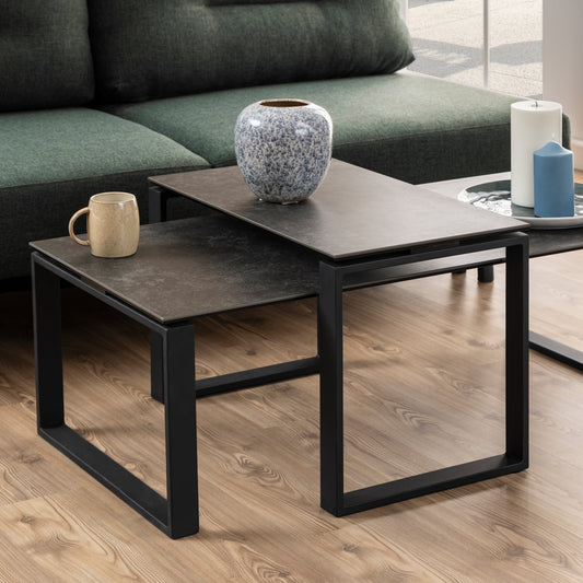 Element Ceramic Coffee Table Set in Black