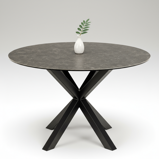 Meridian Round Dining Table with Ceramic Black Top