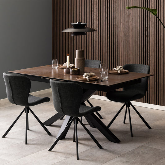 Meridian Extendable Dining Table with Ceramic Rusty Top 168–210cm