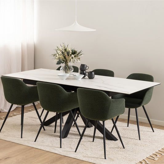 Meridian Extendable Dining Table with Ceramic White Top 168–210cm
