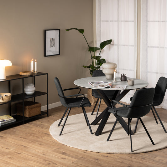 Meridian Round Dining Table with Ceramic Grey Top