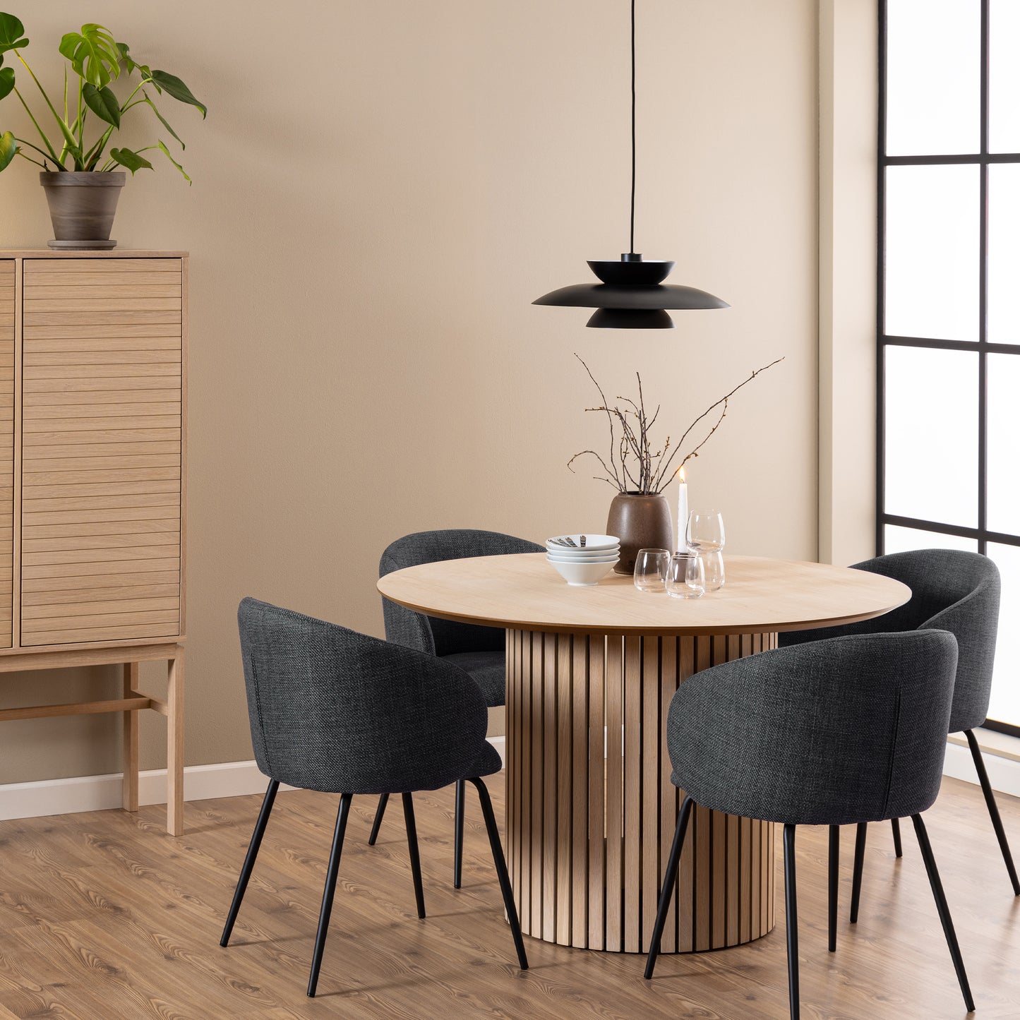 Linley Round Dining Table in White Oak 120x75cm