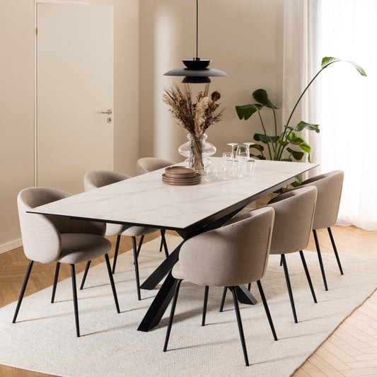 Meridian Extendable Dining Table with Ceramic White Top 200-240cm