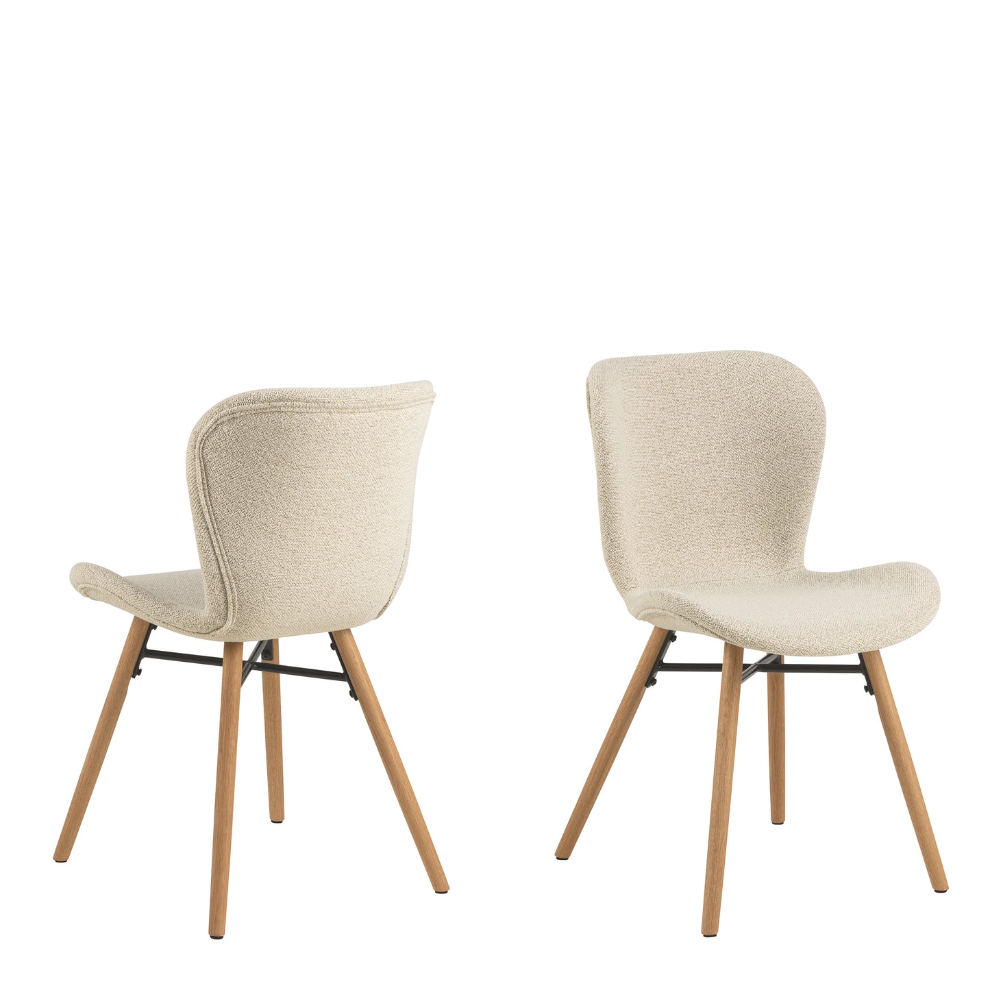 Batilda Dining Chairs in Cream Fabric and Oak Set of 2