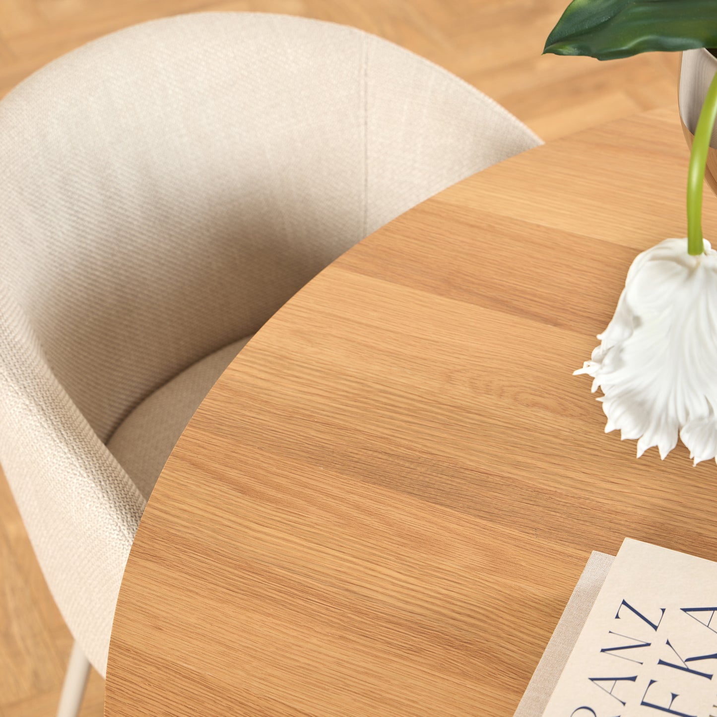 Soli Round Dining Table in Oak/Grey