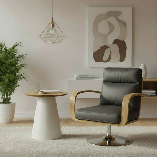 Soli Round Coffee Table in Oak/Grey 45x48cm