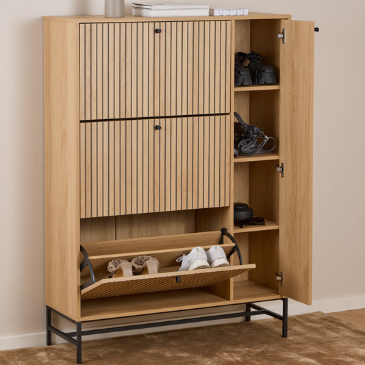 Oslo Shoe Cabinet 3 Flip Down Doors 1 Pull Open Door