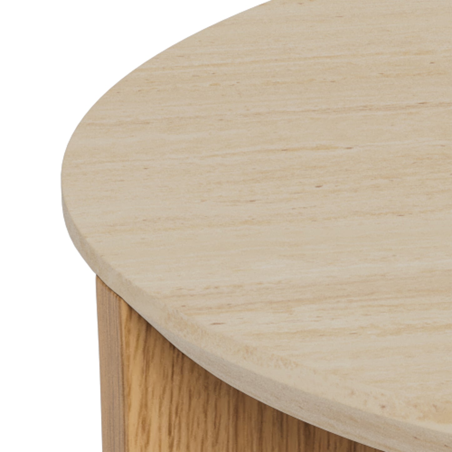 Litho coffee tables in travertine effect and wild oak with round shape and modern design for living rooms