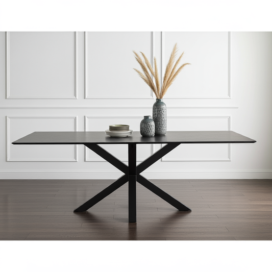 Meridian Dining Table with Ceramic Black Top 200x100cm