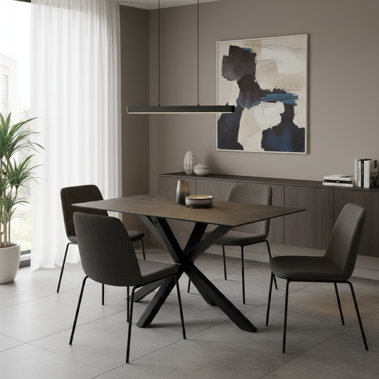 Meridian Dining Table with Ceramic Black Top 135x80cm