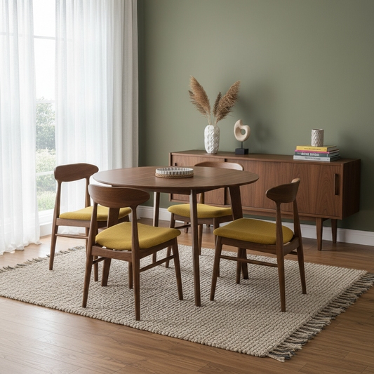 Orion Round Dining Table in Walnut 120cm