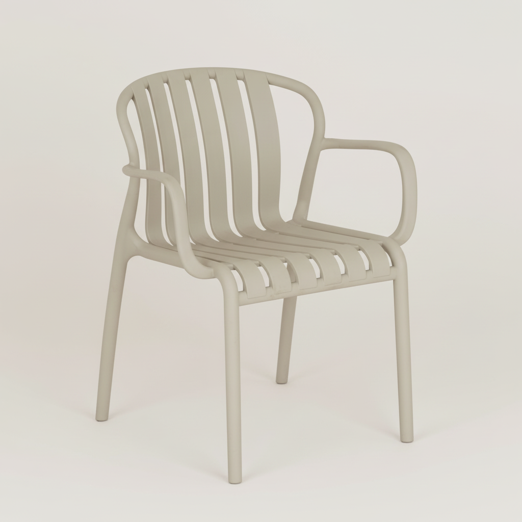 Allura Taupe Outdoor Slat Chair