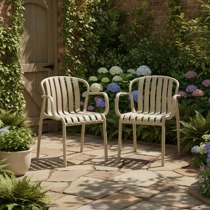 Allura Taupe Outdoor Slat Chair