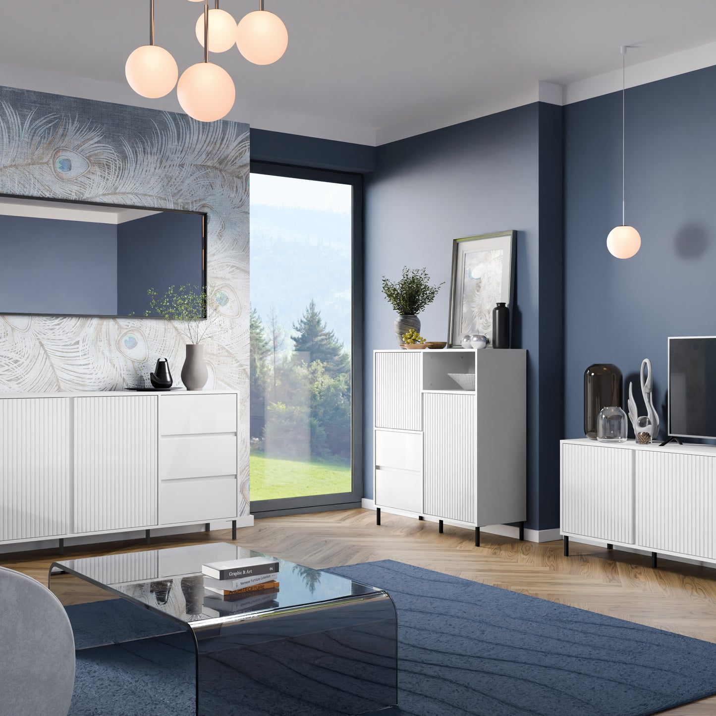 Avenell Tall Sideboard in Alpine White