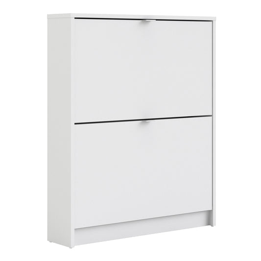 Shoes Cabinet with 2 Flip-Down Doors in White