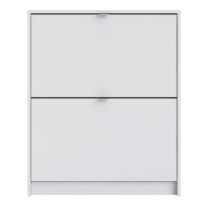 Shoes Cabinet with 2 Flip-Down Doors in White