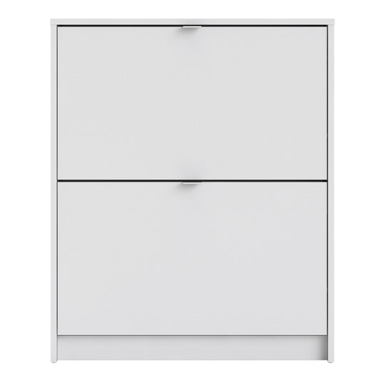Shoes Cabinet with 2 Flip-Down Doors in White