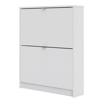 Shoes Cabinet with 2 Flip-Down Doors in White