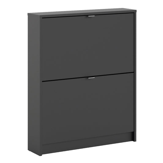Shoes Cabinet with 2 Flip-Down Doors in Matt Black