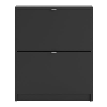 Shoes Cabinet with 2 Flip-Down Doors in Matt Black