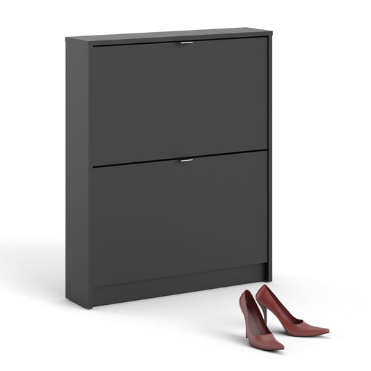 Shoes Cabinet with 2 Flip-Down Doors in Matt Black