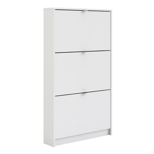 Shoes Cabinet with 3 Flip Down Doors in White