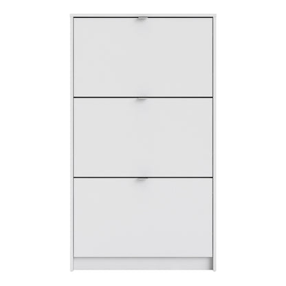 Shoes Cabinet with 3 Flip Down Doors in White