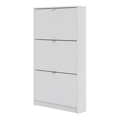 Shoes Cabinet with 3 Flip Down Doors in White