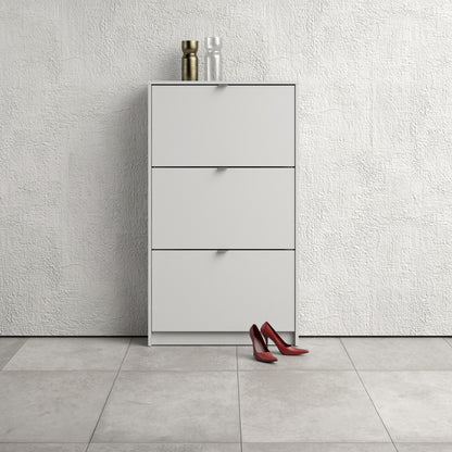 Shoes Cabinet with 3 Flip Down Doors in White