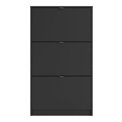 Shoes Cabinet with 3 Flip Down Doors in Matt Black