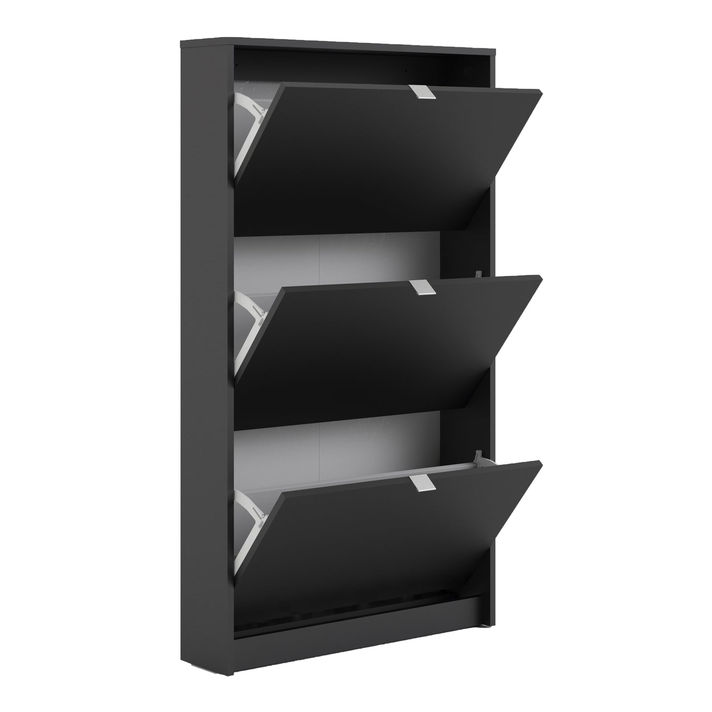 Shoes Cabinet with 3 Flip Down Doors in Matt Black