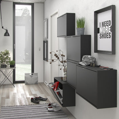 Shoes Cabinet with 3 Flip Down Doors in Matt Black