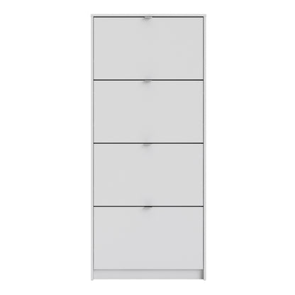 Shoes Cabinet with 4 Flip Down Doors in White