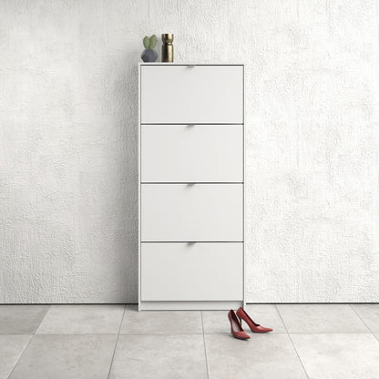 Shoes Cabinet with 4 Flip Down Doors in White