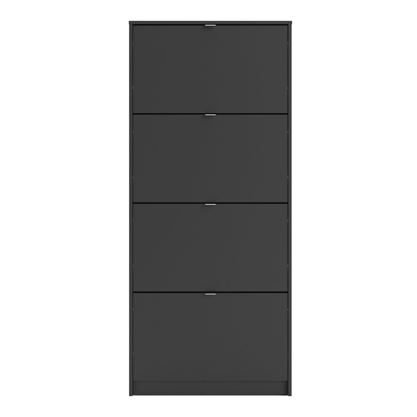 Shoes Cabinet with 4 Flip Down Doors in Matt Black