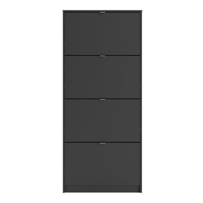 Shoes Cabinet with 4 Flip Down Doors in Matt Black