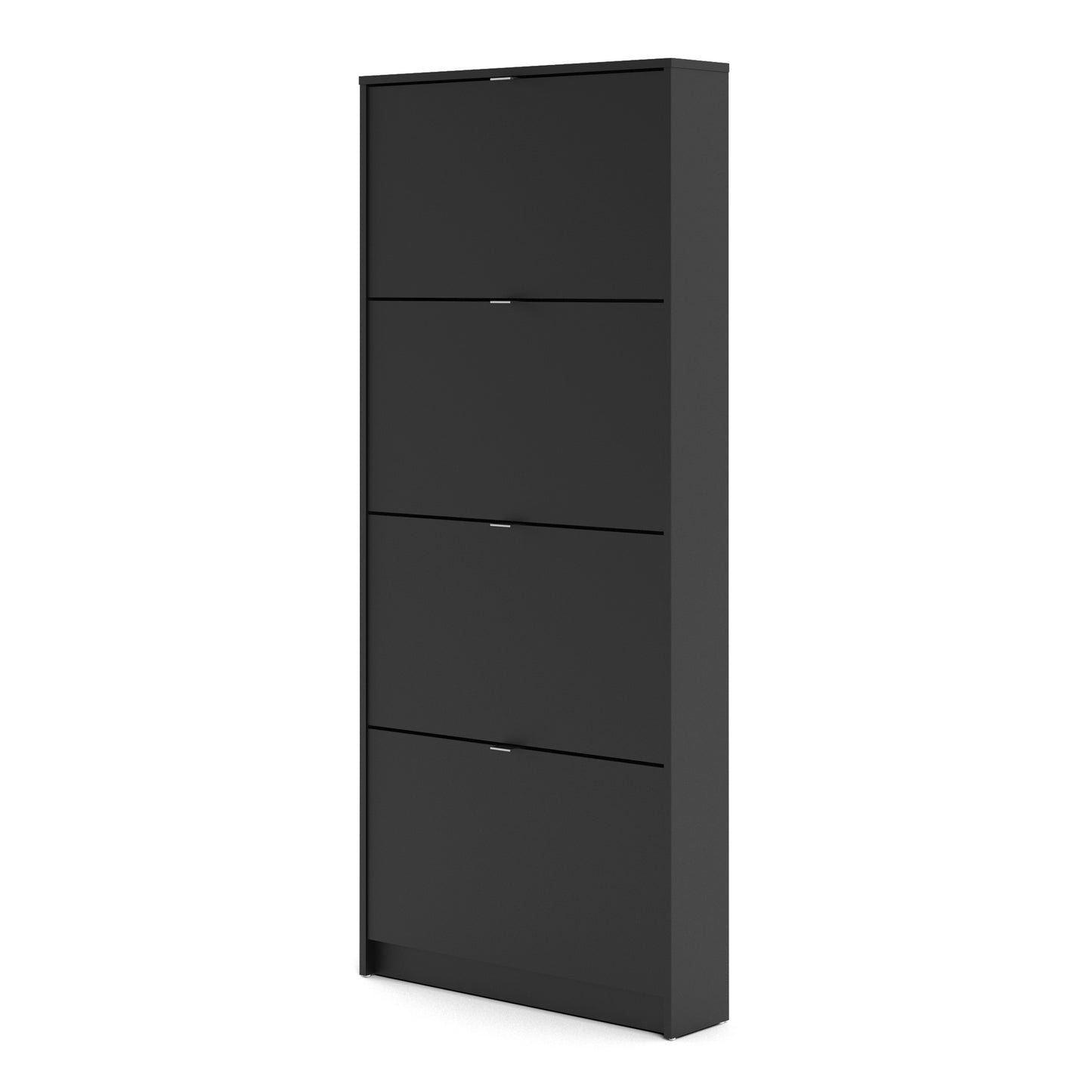 Shoes Cabinet with 4 Flip Down Doors in Matt Black