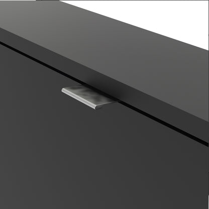 Shoes Cabinet with 4 Flip Down Doors in Matt Black