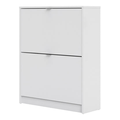 Forma Shoe Cabinet with 2 Flip Down Doors and 2 Layers in White