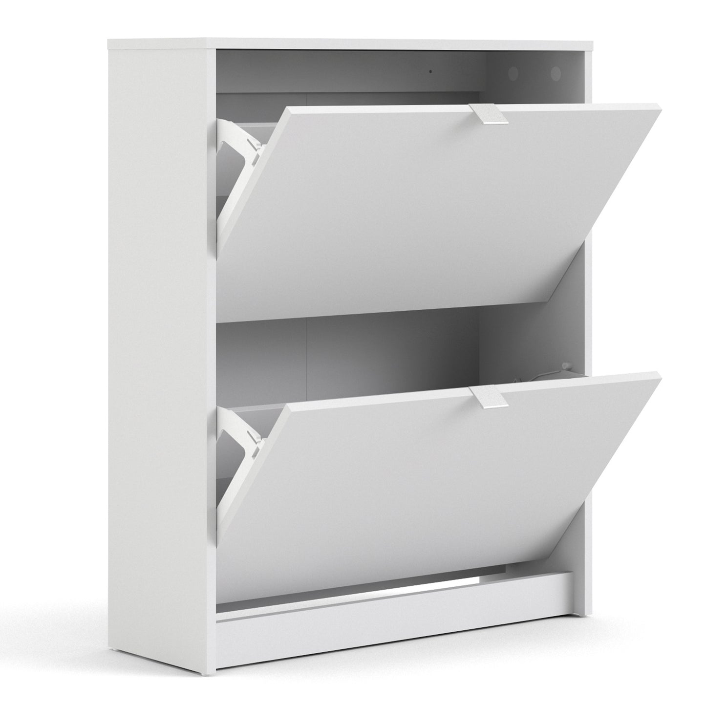 Forma Shoe Cabinet with 2 Flip Down Doors and 2 Layers in White