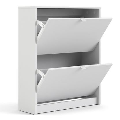Forma Shoe Cabinet with 2 Flip Down Doors and 2 Layers in White