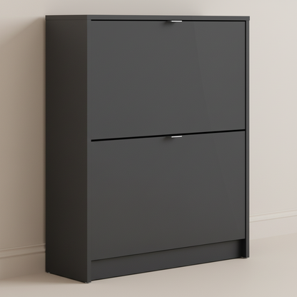 Forma Shoe Cabinet 2 Flip Down Doors in Matt Black 2 Layers