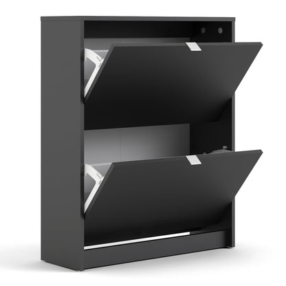 Forma Shoe Cabinet 2 Flip Down Doors in Matt Black 2 Layers