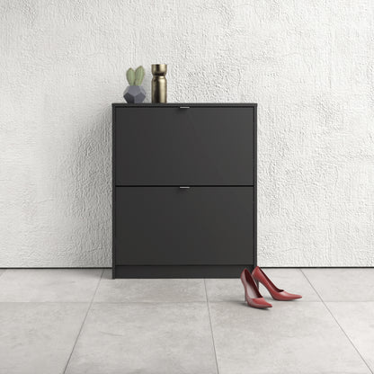 Forma Shoe Cabinet 2 Flip Down Doors in Matt Black 2 Layers