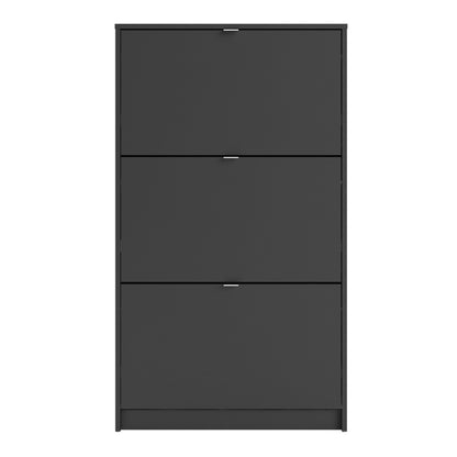 Forma Shoe Cabinet with 3 Flip Down Doors and 2 Layers in Matt Black