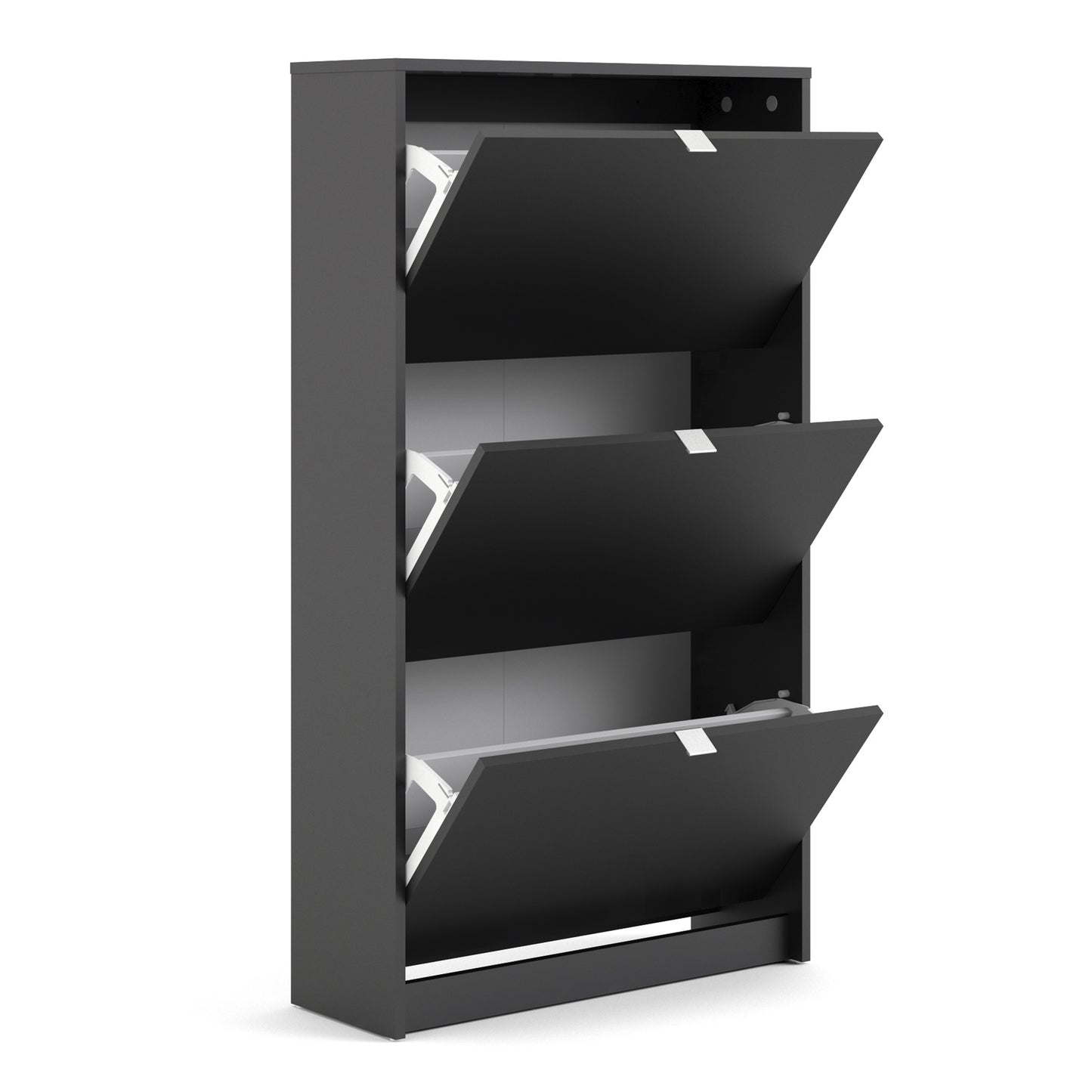 Forma Shoe Cabinet with 3 Flip Down Doors and 2 Layers in Matt Black