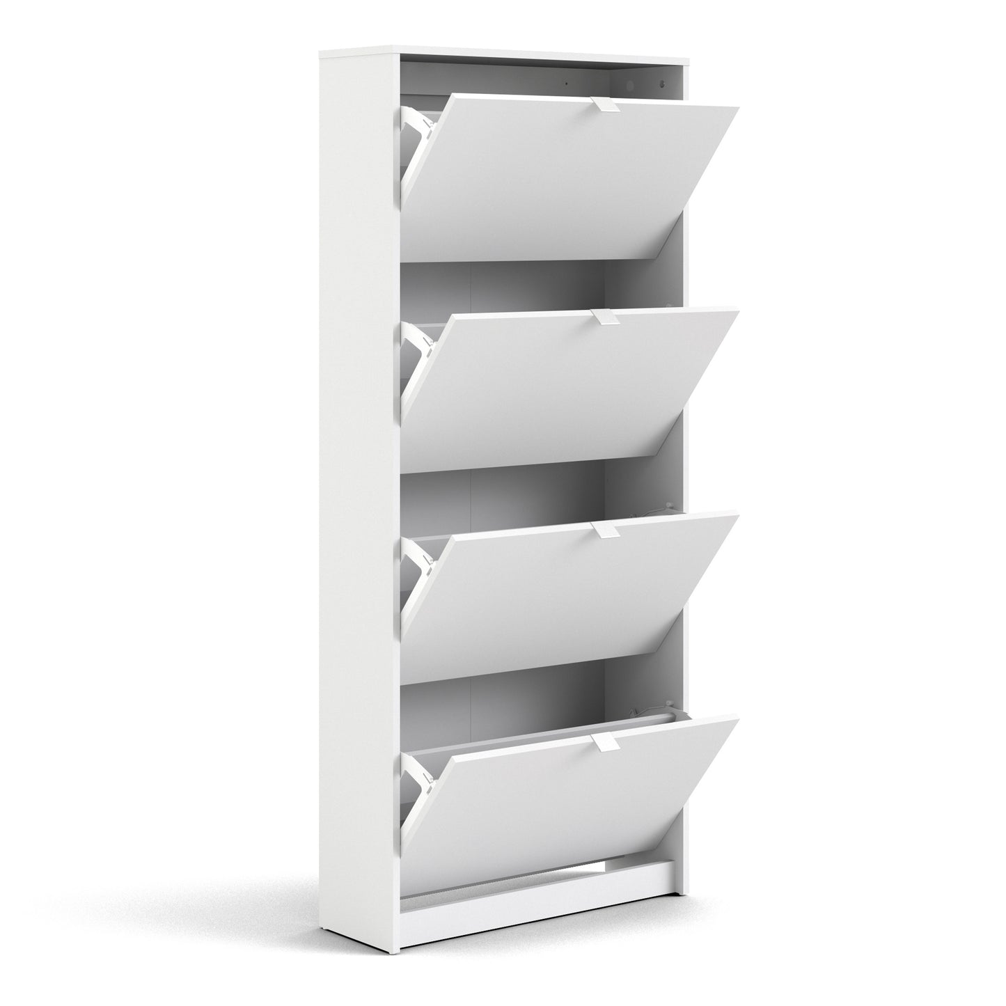 Forma Shoe Cabinet with 4 Flip Doors with 2 Layers in White