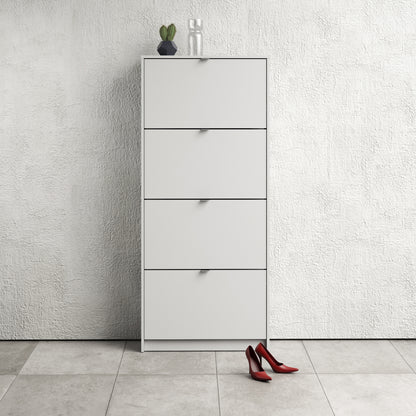 Forma Shoe Cabinet with 4 Flip Doors with 2 Layers in White