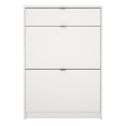 Forma Shoe Cabinet 2 Flip Down Doors + 1 Drawer in White